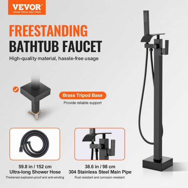 Freestanding Bathtub Faucet, Floor Mount, Freestanding Tub Filler, Shower Mixer Taps, Two Water Modes, 360° Swivel Spout, for Bathing & Showering Pet Bathing Cleaning Drains Toilet Flushing  |   Building Supplies Building & Construction Building Supplies