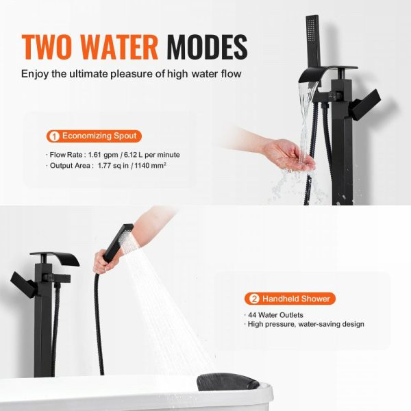 Freestanding Bathtub Faucet, Floor Mount, Freestanding Tub Filler, Shower Mixer Taps, Two Water Modes, 360° Swivel Spout, for Bathing & Showering Pet Bathing Cleaning Drains Toilet Flushing  |   Building Supplies Building & Construction Building Supplies