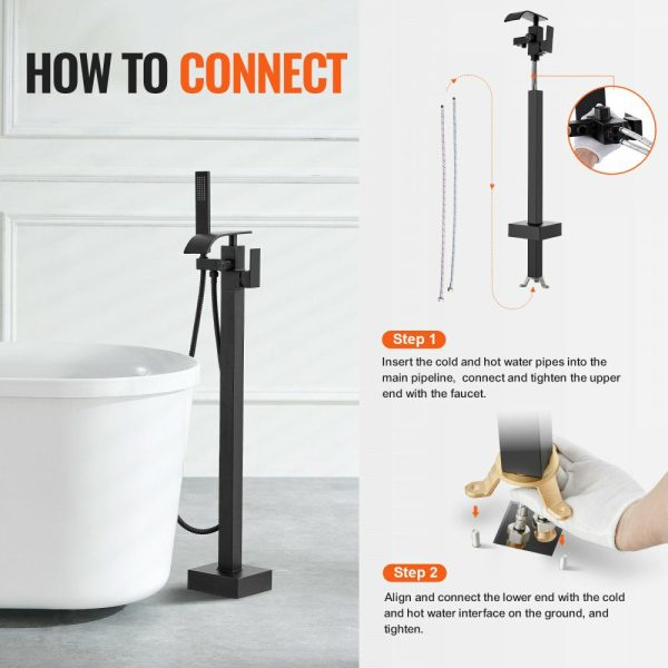 Freestanding Bathtub Faucet, Floor Mount, Freestanding Tub Filler, Shower Mixer Taps, Two Water Modes, 360° Swivel Spout, for Bathing & Showering Pet Bathing Cleaning Drains Toilet Flushing  |   Building Supplies Building & Construction Building Supplies