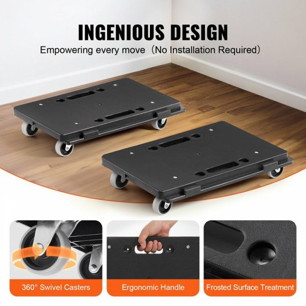 Furniture Dolly, 500 lbs Capacity Each Count, Furniture Mover with Wheels, Portable Moving Rollers 4 Wheels Heavy Duty, Small Flat Dolly Cart with Interlocking for Heavy Furniture, 2 Pack, Black  |   Dollies & Movers Material Handling Dollies & Movers