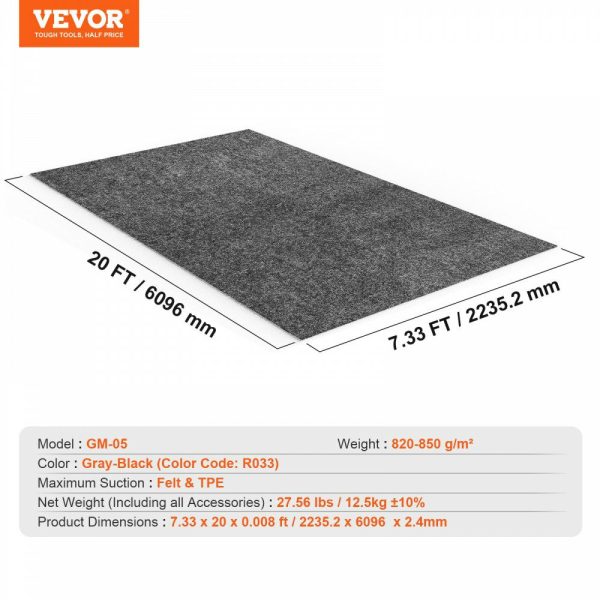 Garage Floor Mat, 7.5’x20′ Waterproof Protection from Water,Snow, Rain,Mud and Oil for Cars, Non-slip Heavy Duty Containment Mat with TPE Anti-Leak Backing & Easy to Clean & Cuttable  |   Garage Flooring Mat Building & Construction Building Supplies