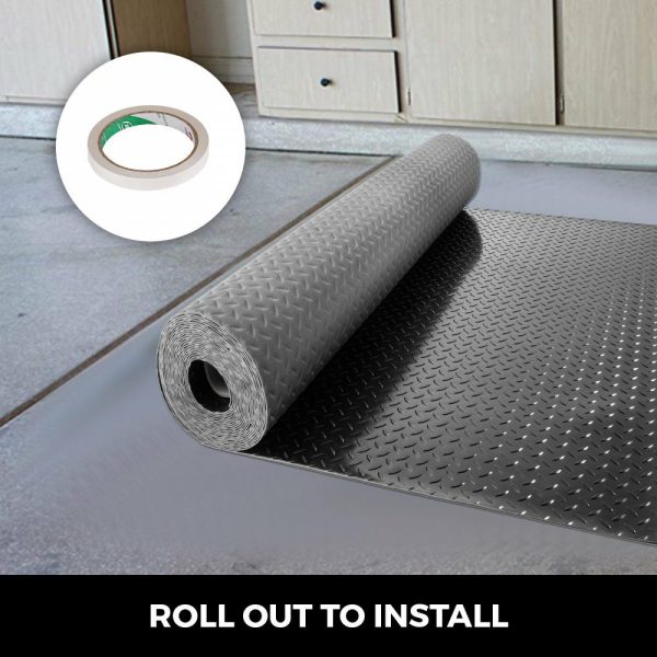 Garage Floor Mats 2 Rolls 17 x 3.6 Ft Garage Mat 2.5mm Thickness Black Garage Flooring PVC Garage Mats for Under Car  |   Garage Flooring Mat Building & Construction Building Supplies