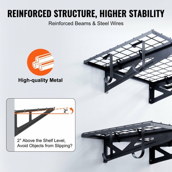 Garage Storage Shelving, 2 Pack, 3 x 2 ft Heavy Duty Garage Shelves Wall Mounted, 500 lbs Load Capacity(Total) Garage Storage Rack Floating Shelves, Suitable for Shop, Shed, Garage Storage  |   Shelving & Storage Material Handling Shelving & Storage