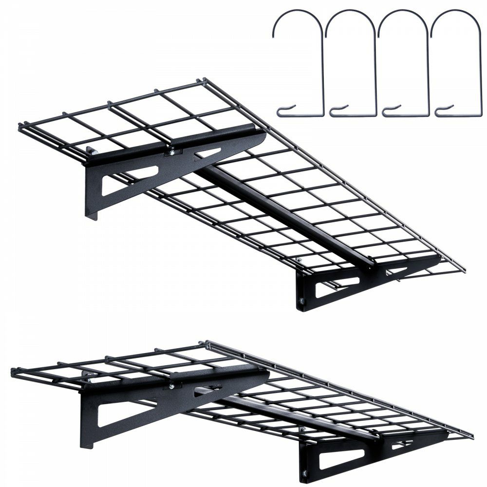 Garage Storage Shelving, 2 Pack, 4 x 1 ft Heavy Duty Garage Shelves Wall Mounted, 400 lbs Load Capacity(Total) Garage Storage Rack Floating Shelves, Suitable for Shop, Shed, Garage Storage  |   Shelving & Storage Material Handling Shelving & Storage