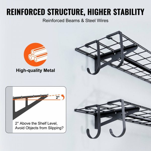 Garage Storage Shelving, 2 Pack, 4 x 1 ft Heavy Duty Garage Shelves Wall Mounted, 400 lbs Load Capacity(Total) Garage Storage Rack Floating Shelves, Suitable for Shop, Shed, Garage Storage  |   Shelving & Storage Material Handling Shelving & Storage