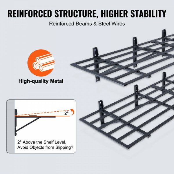 Garage Storage Shelving, 2 Pack, 6 x 2 ft Heavy Duty Garage Shelves Wall Mounted, 1600 lbs Load Capacity(Total) Garage Storage Rack Floating Shelves, Suitable for Shop, Shed, Garage Storage  |   Shelving & Storage Material Handling Shelving & Storage