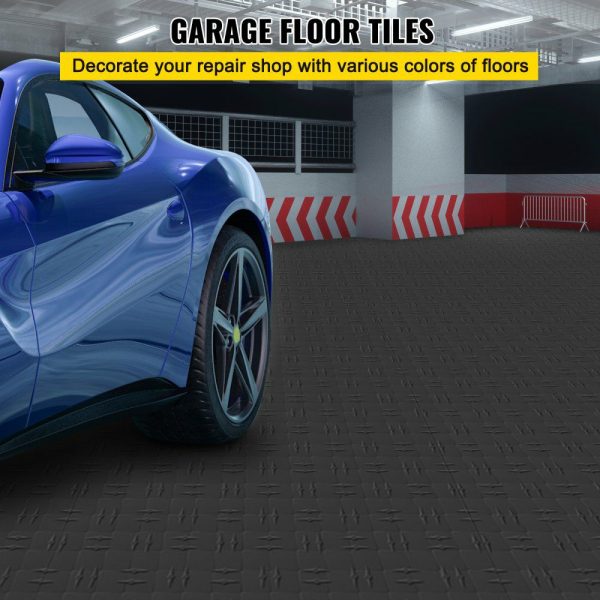 Garage Tiles Interlocking, 12” x 12”, 50 pcs, Graphite Grey Garage Floor Covering Tiles, Non-Slip Diamond Plate Garage Flooring Tiles, Support up to 55,000 lbs for Basements, Gyms Graphite Grey |   Garage Flooring Mat Building & Construction Building Supplies