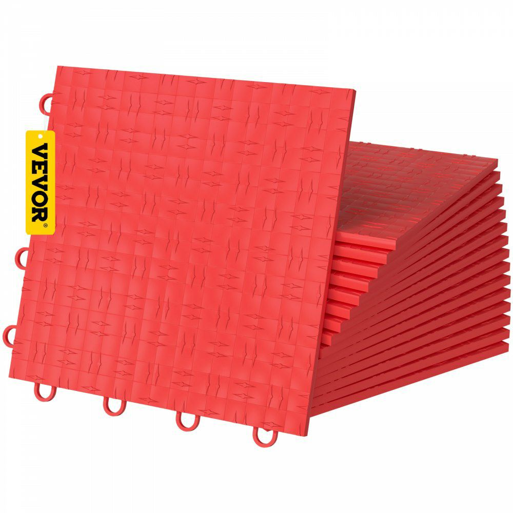 Garage Tiles Interlocking, 12” x 12”, 50 pcs, Red Garage Floor Covering Tiles, Non-Slip Diamond Plate Garage Flooring Tiles, Support up to 55,000 lbs for Basements, Gyms, Repair Shops Red |   Building Supplies Building & Construction Building Supplies