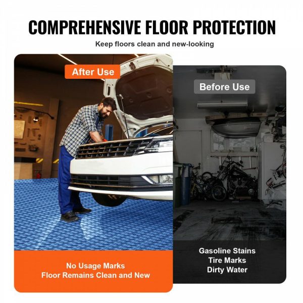 Garage Tiles Interlocking, 12 x 12 x 0.53 inch 25 Pack Garage Floor Covering Tiles, Non-Slip Double-Sided Texture Garage Flooring Tiles, for Garages, Basements, Repair Shops, Blue Blue |   Building Supplies Building & Construction Blue