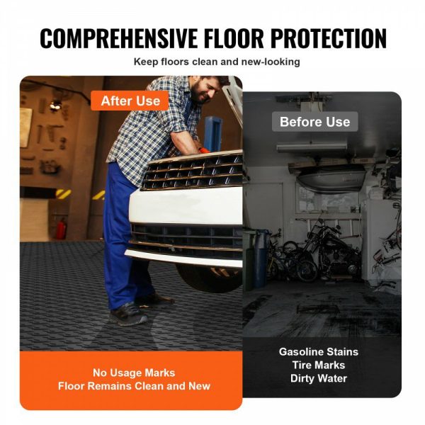 Garage Tiles Interlocking, 12 x 12 x 0.53 inch 50 Pack Garage Floor Covering Tiles, Non-Slip Double-Sided Texture Garage Flooring Tiles, for Garages, Basements, Repair Shops, Black Black |   Garage Flooring Mat Building & Construction Black