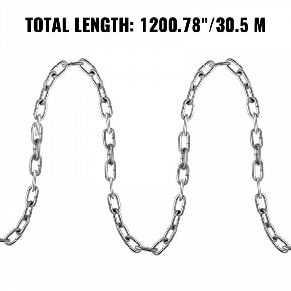 Grade 30 Chain 1/4 Inch by 100Ft Length Grade 30 Proof Coil Chain Zinc Plated Grade 30 Chain for Towing Logging Agriculture and Guard Rails  |   Chain & Wire & Rope Chain & Wire & Rope Chain & Wire & Rope