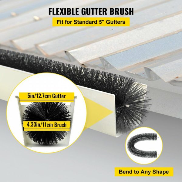 Gutter Guard Brush with 15 FT Length Bristle, 4.33″(Dia) Gutter Brush Leaf Guard Fit for 5 Inches Gutter, Galvanized Steel Wire Gutter Brush, No Tools, DIY Gutter Leaf Guard for Keep Out Debris  |   Building Supplies Building & Construction Building Supplies