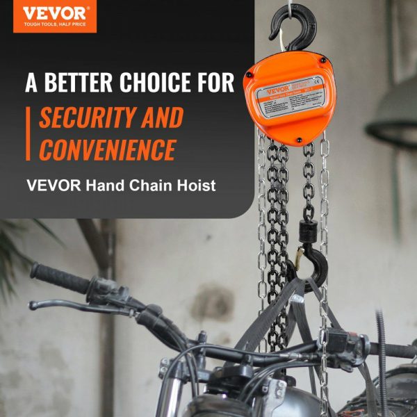 Hand Chain Hoist, 1 Ton 2200 lbs Capacity 10 FT Come Along, G80 Galvanized Carbon Steel with Double-Pawl Brake, Auto Chain Leading & 360° Rotation Hook, for Garage Factory Dock  |   Hoists & Winches & Rigging Hoists & Winches & Rigging Hoists & Winches & Rigging