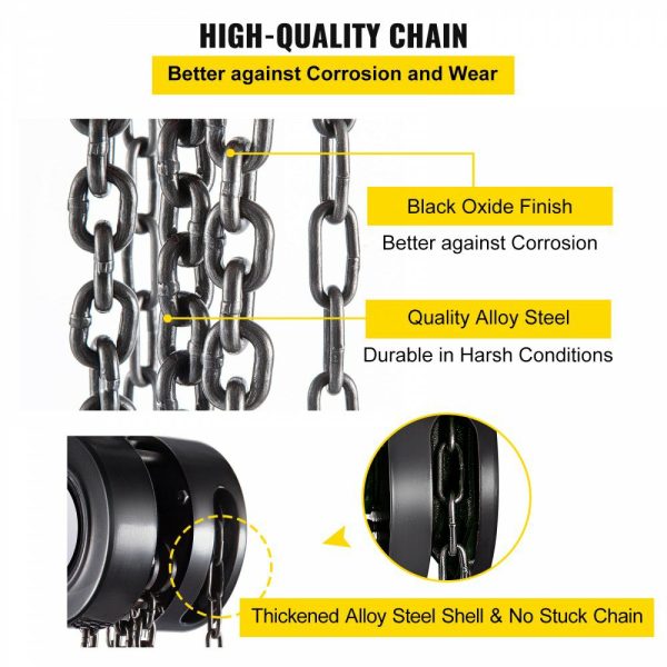 Hand Chain Hoist, 2200 lbs /1 Ton Capacity Chain Block, 10ft/3m Lift Manual Hand Chain Block, Manual Hoist w/Industrial-Grade Steel Construction for Lifting Good in Transport & Workshop, Black  |   Hoists & Winches & Rigging Hoists & Winches & Rigging Hoists & Winches & Rigging