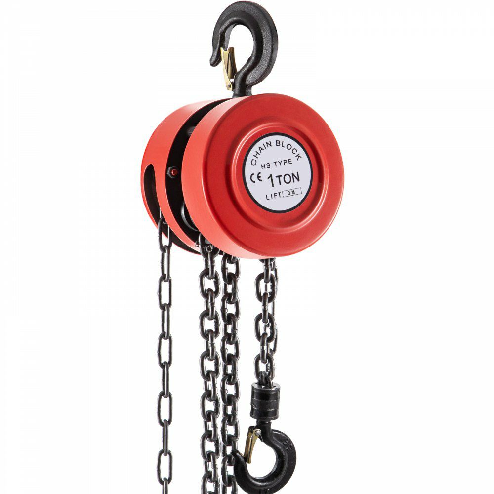 Hand Chain Hoist, 2200 lbs /1 Ton Capacity Chain Block, 10ft/3m Lift Manual Hand Chain Block, Manual Hoist w/Industrial-Grade Steel Construction for Lifting Good in Transport & Workshop, Red  |   Hoists & Winches & Rigging Hoists & Winches & Rigging Hoists & Winches & Rigging