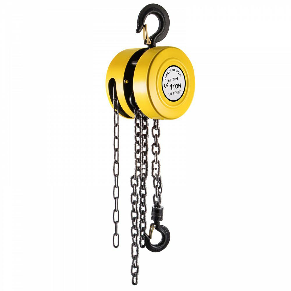 Hand Chain Hoist, 2200 lbs /1 Ton Capacity Chain Block, 15ft/4.5m Lift Manual Hand Chain Block, Manual Hoist w/Industrial-Grade Steel Construction for Lifting Good in Transport & Workshop, Yell  |   Hoists & Winches & Rigging Hoists & Winches & Rigging Hoists & Winches & Rigging