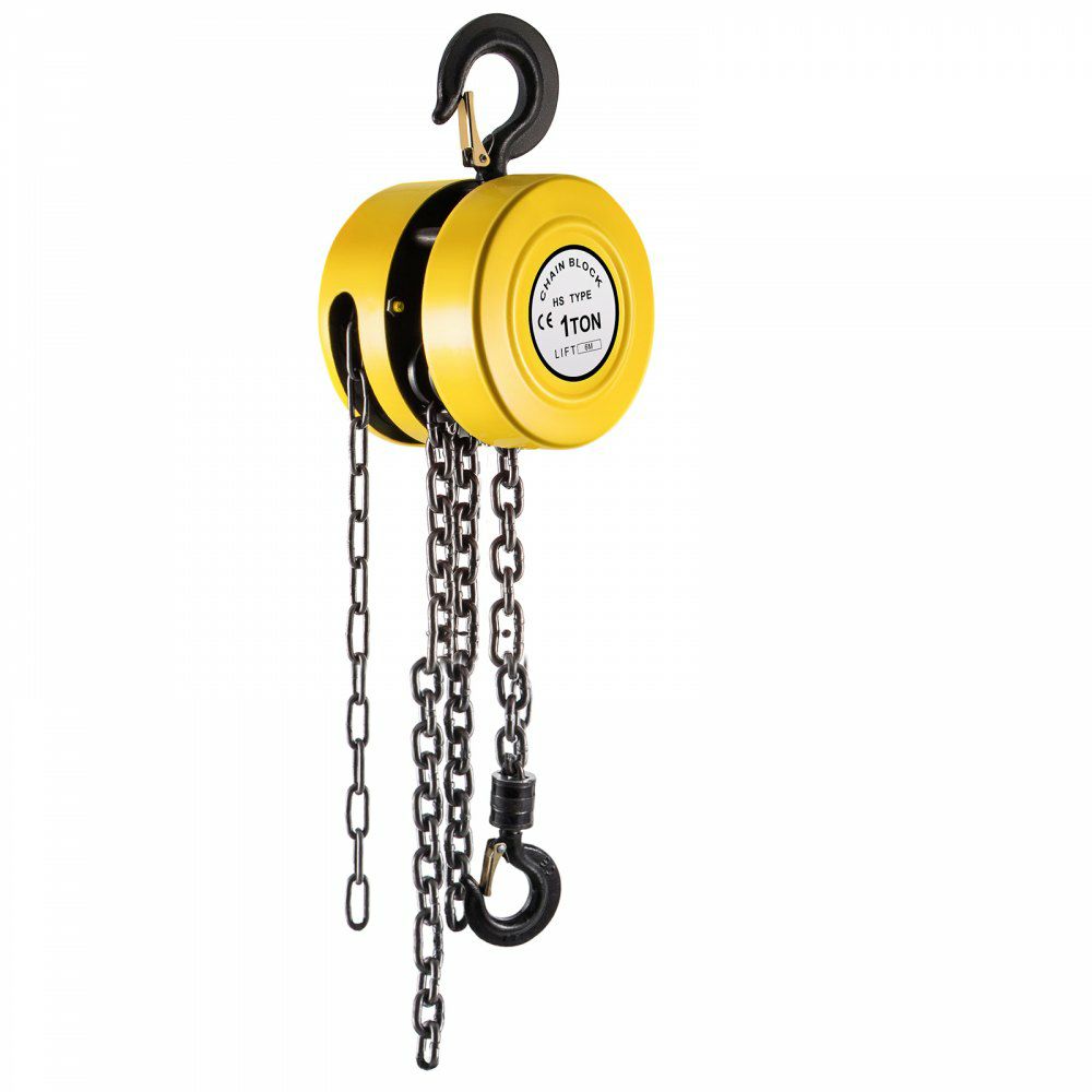 Hand Chain Hoist, 2200 lbs /1 Ton Capacity Chain Block, 20ft/6m Lift Manual Hand Chain Block, Manual Hoist w/Industrial-Grade Steel Construction for Lifting Good in Transport & Workshop, Yellow  |   Hoists & Winches & Rigging Hoists & Winches & Rigging Hoists & Winches & Rigging