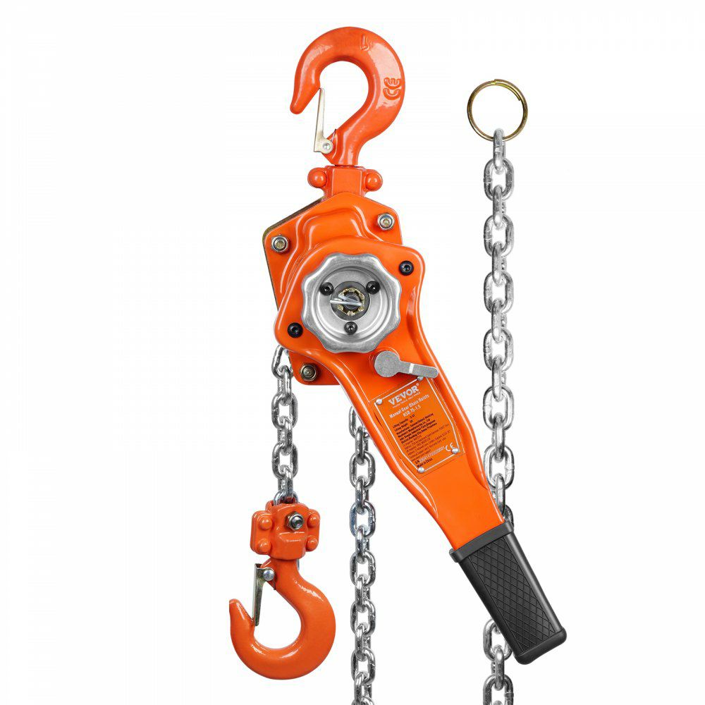 Hand-Operated Chain Lift, 1650 lbs Load, 5ft Length, G80 Zinc-Coated Steel, Dual-Pawl Brake System, Automatic Chain Guide & Swivel Hook, Ideal for Workshops, Warehouses, and Loading Docks  |   Hoists & Winches & Rigging Hoists & Winches & Rigging Hoists & Winches & Rigging