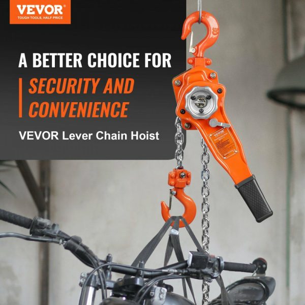 Hand-Operated Chain Lift, 1650 lbs Load, 5ft Length, G80 Zinc-Coated Steel, Dual-Pawl Brake System, Automatic Chain Guide & Swivel Hook, Ideal for Workshops, Warehouses, and Loading Docks  |   Hoists & Winches & Rigging Hoists & Winches & Rigging Hoists & Winches & Rigging