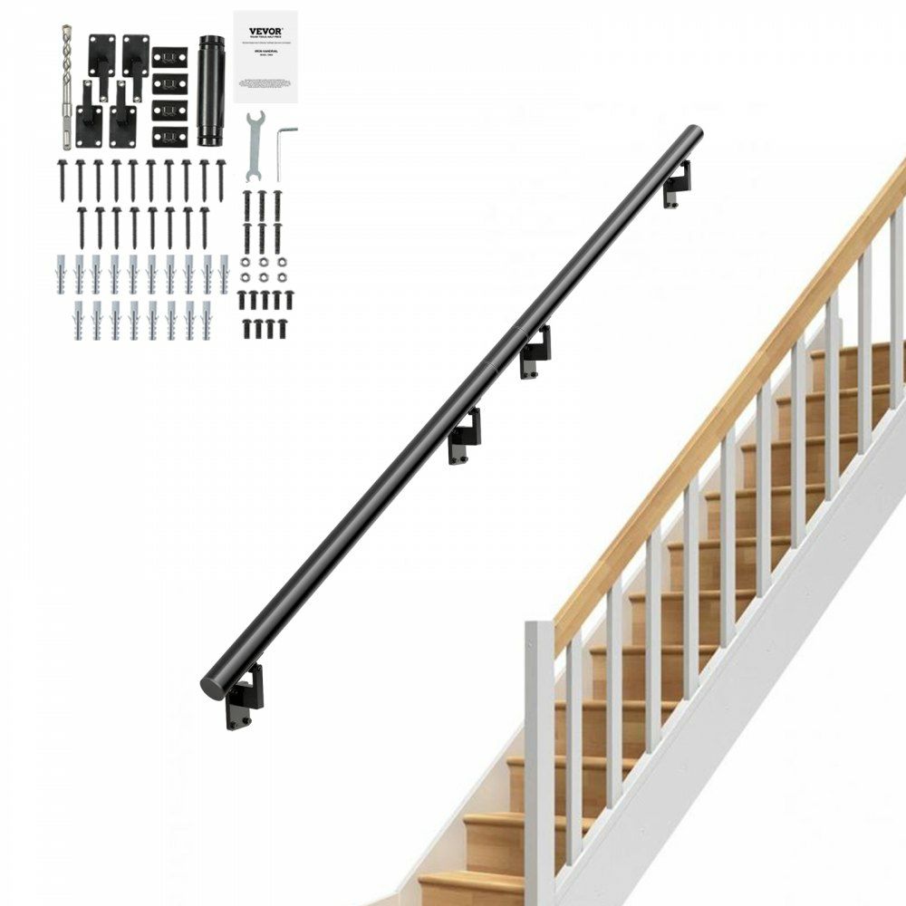 Handrail Stair Railing, 7 ft, Wall Mount Handrails for Indoor Stairs, Thickened Aluminum Alloy Hand Rail with Installation Kit, 440 LBS Load Capacity Stairway Railing for Outdoor Stairs  |   Building Supplies Building & Construction Building Supplies