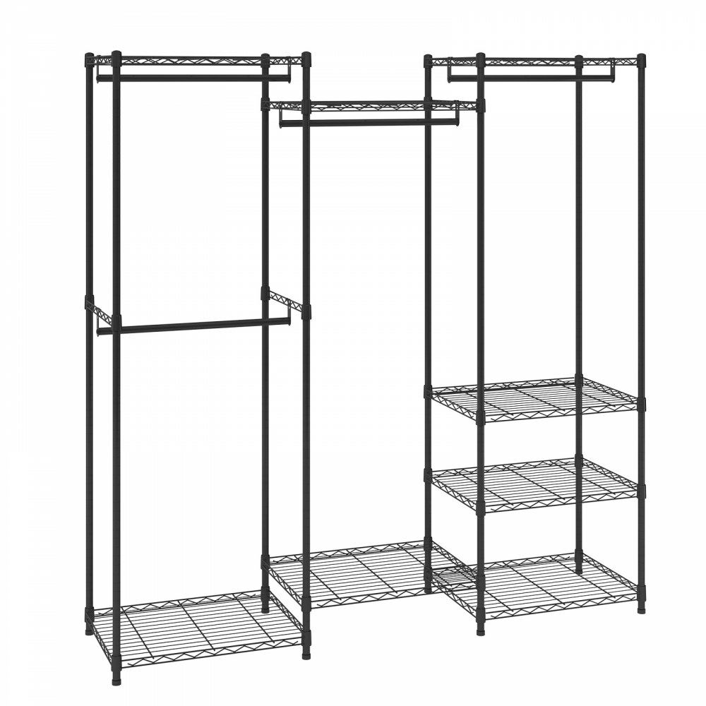 Heavy Duty Clothes Rack, Rolling Clothing Garment Rack with 4 Hang Rods & 8 Storage Tiers, Adjustable Custom Closet Rack, Freestanding Wardrobe for Hanging Clothes, 800 lbs Load Capacity  |   Shelving & Storage Material Handling Shelving & Storage