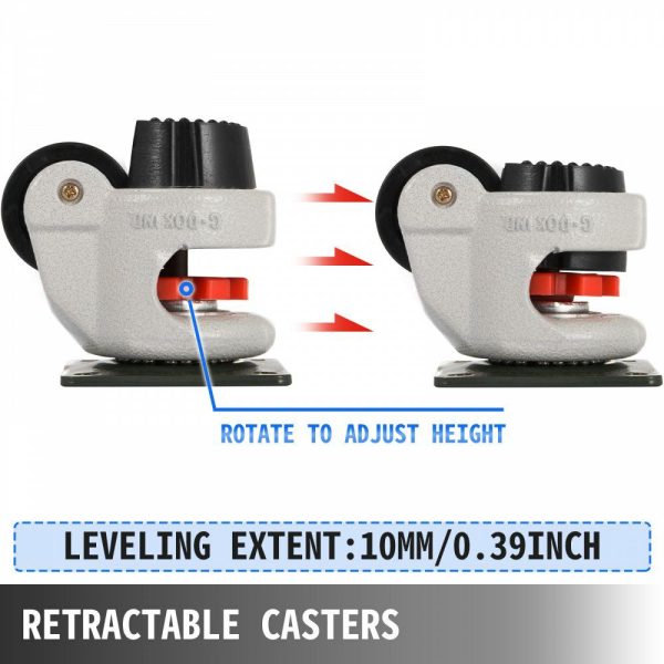 Heavy Duty Leveling Casters, Leveling Casters Stem, Set of 4, 1.65″, Retractable Leveling Casters for Workbench, 440lbs Max Loading Capacity, 360-degree Swivel Casters for Industry Equipment  |   Casters & Wheels Casters & Wheels Casters & Wheels