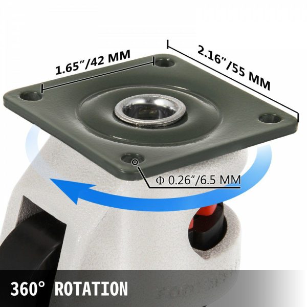 Heavy Duty Leveling Casters, Leveling Casters Stem, Set of 4, 1.65″, Retractable Leveling Casters for Workbench, 440lbs Max Loading Capacity, 360-degree Swivel Casters for Industry Equipment  |   Casters & Wheels Casters & Wheels Casters & Wheels