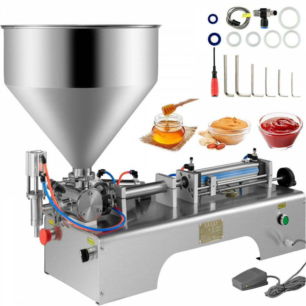 Horizontal Pneumatic Liquid Filling Machine 10-300ML, Paste Liquid Filling Machine with 30L Hopper, Pneumatic Dual-use Paste Filling Machine for Cream Shampoo Liquids  |   Filling & Sealing Machine Filling & Sealing Machine Filling & Sealing Machine