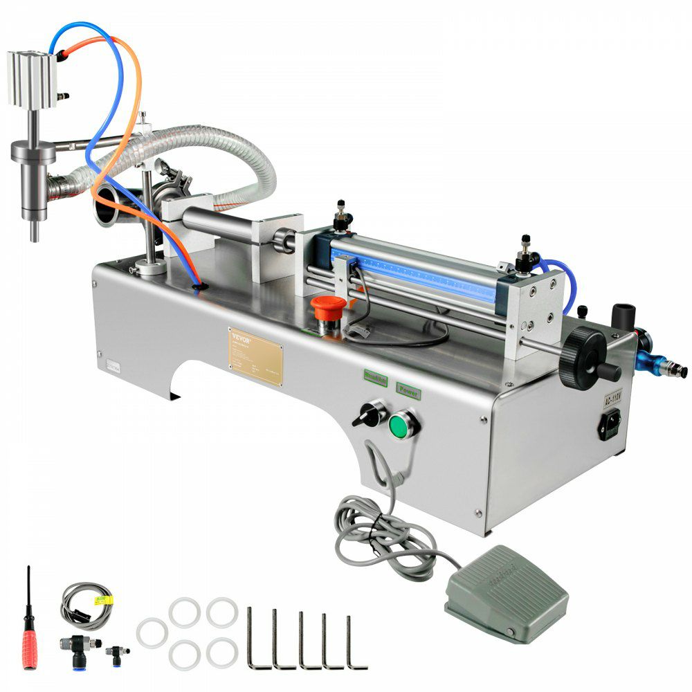 Horizontal Pneumatic Liquid Filling Machine 50-500ml, Pneumatic Bottle Filling Machine Single Head, Semi-automatic Liquid Filler 0.4-0.6MP Air Pressure for Oil Water Liquids  |   Filling & Sealing Machine Filling & Sealing Machine Filling & Sealing Machine