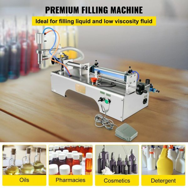 Horizontal Pneumatic Liquid Filling Machine 50-500ml, Pneumatic Bottle Filling Machine Single Head, Semi-automatic Liquid Filler 0.4-0.6MP Air Pressure for Oil Water Liquids  |   Filling & Sealing Machine Filling & Sealing Machine Filling & Sealing Machine