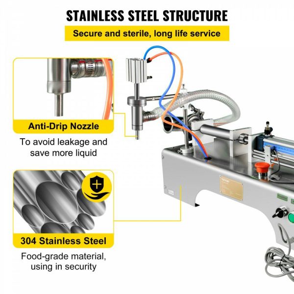 Horizontal Pneumatic Liquid Filling Machine 50-500ml, Pneumatic Bottle Filling Machine Single Head, Semi-automatic Liquid Filler 0.4-0.6MP Air Pressure for Oil Water Liquids  |   Filling & Sealing Machine Filling & Sealing Machine Filling & Sealing Machine