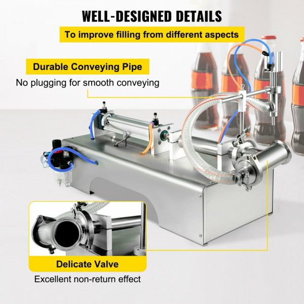 Horizontal Pneumatic Liquid Filling Machine 50-500ml, Pneumatic Bottle Filling Machine Single Head, Semi-automatic Liquid Filler 0.4-0.6MP Air Pressure for Oil Water Liquids  |   Filling & Sealing Machine Filling & Sealing Machine Filling & Sealing Machine