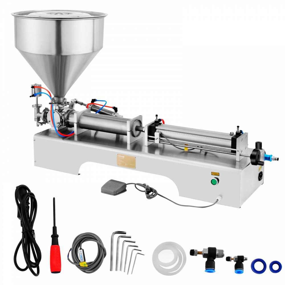 Horizontal Pneumatic Liquid Paste Filling Machine 100-1000ML Volume, Pneumatic Paste Filling Machine Single Head, Cream Filling Machine 30L Hopper for Liquid and Paste  |   Filling & Sealing Machine Filling & Sealing Machine Filling & Sealing Machine