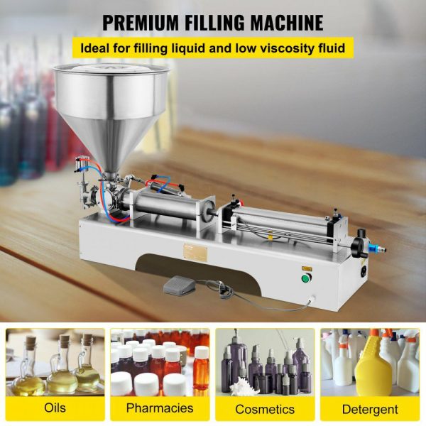 Horizontal Pneumatic Liquid Paste Filling Machine 100-1000ML Volume, Pneumatic Paste Filling Machine Single Head, Cream Filling Machine 30L Hopper for Liquid and Paste  |   Filling & Sealing Machine Filling & Sealing Machine Filling & Sealing Machine