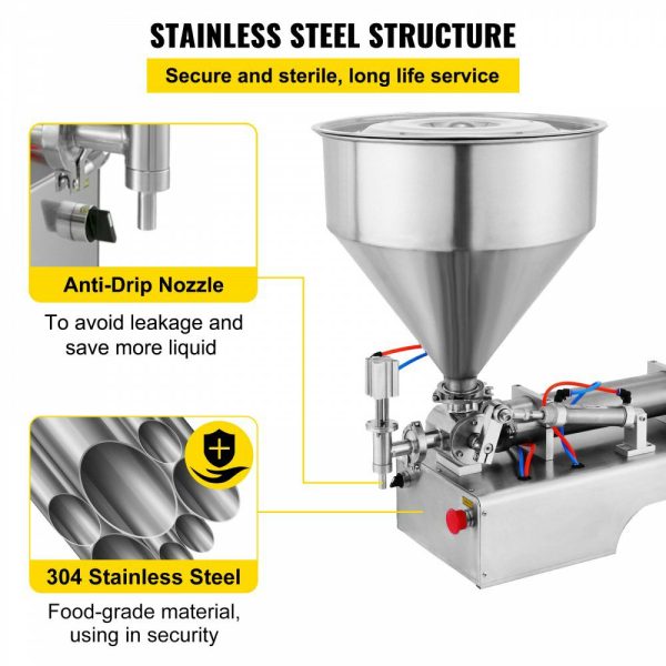 Horizontal Pneumatic Liquid Paste Filling Machine 100-1000ML Volume, Pneumatic Paste Filling Machine Single Head, Cream Filling Machine 30L Hopper for Liquid and Paste  |   Filling & Sealing Machine Filling & Sealing Machine Filling & Sealing Machine