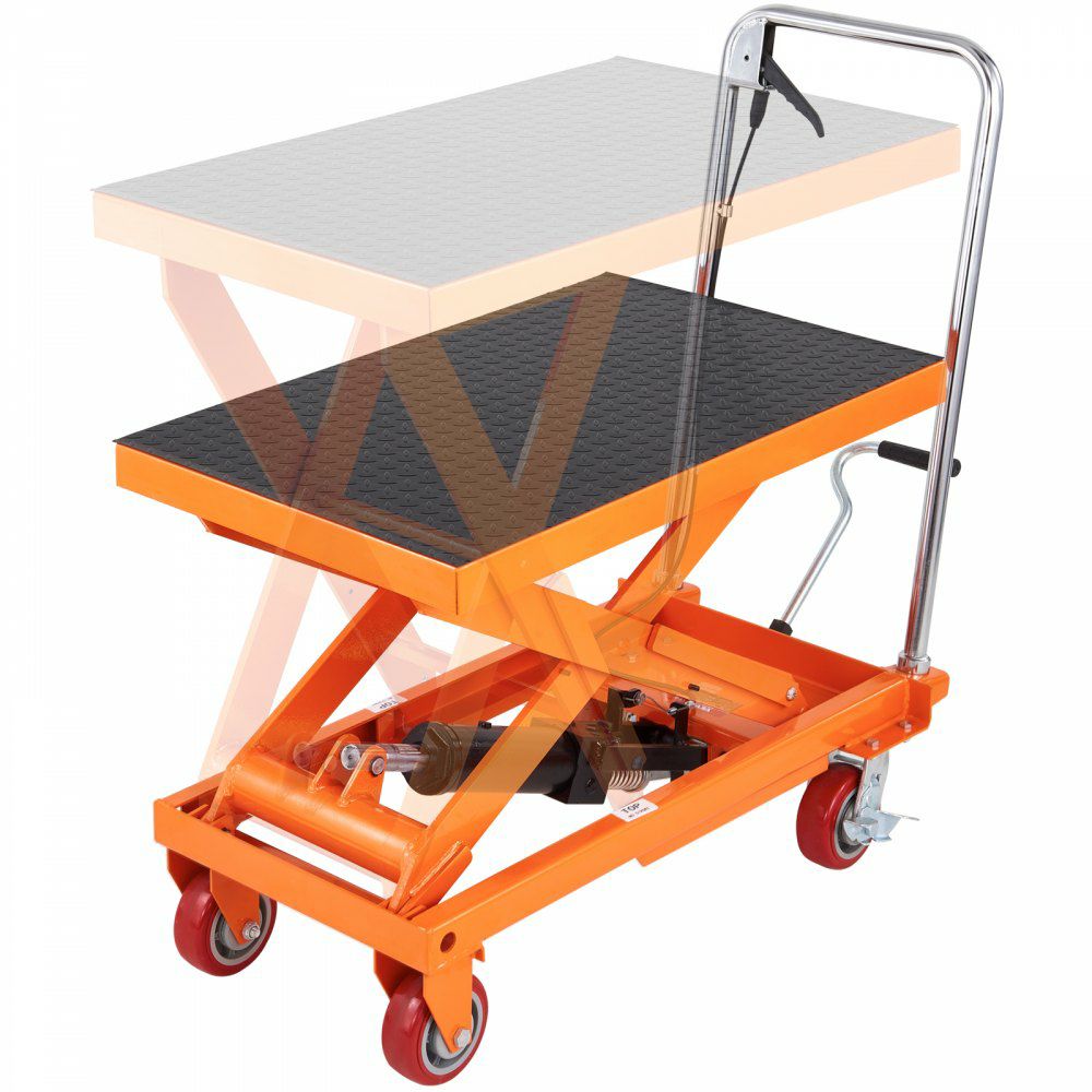 Hydraulic Lift Table Cart, 1100lbs Capacity 35.4″ Lifting Height, Manual Single Scissor Lift Table with 4 Wheels and Non-slip Pad, Hydraulic Scissor Cart for Material Handling and Transportation  |   Carts & Trucks Carts & Trucks Carts & Trucks