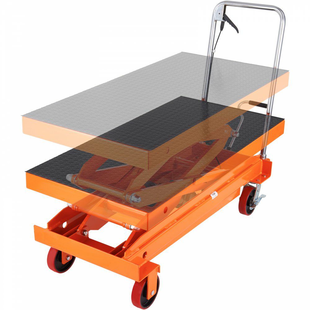 Hydraulic Lift Table Cart, 1760lbs Capacity 59″ Lifting Height, Manual Double Scissor Lift Table with 4 Wheels and Non-slip Pad, Hydraulic Scissor Cart for Material Handling and Transportation  |   Carts & Trucks Carts & Trucks Carts & Trucks