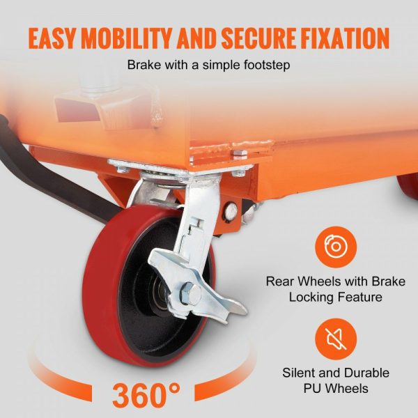 Hydraulic Lift Table Cart, 1760lbs Capacity 59″ Lifting Height, Manual Double Scissor Lift Table with 4 Wheels and Non-slip Pad, Hydraulic Scissor Cart for Material Handling and Transportation  |   Carts & Trucks Carts & Trucks Carts & Trucks