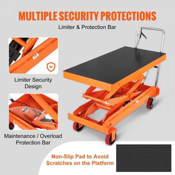 Hydraulic Lift Table Cart, 1760lbs Capacity 59″ Lifting Height, Manual Double Scissor Lift Table with 4 Wheels and Non-slip Pad, Hydraulic Scissor Cart for Material Handling and Transportation  |   Carts & Trucks Carts & Trucks Carts & Trucks