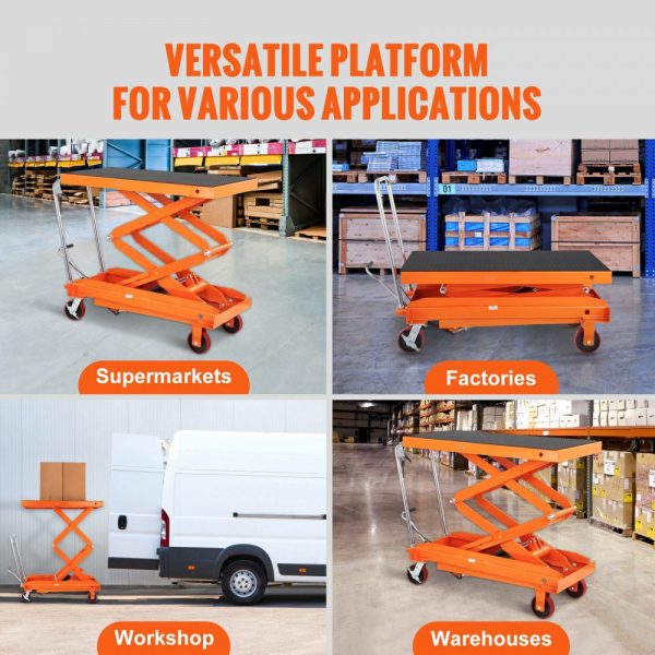 Hydraulic Lift Table Cart, 1760lbs Capacity 59″ Lifting Height, Manual Double Scissor Lift Table with 4 Wheels and Non-slip Pad, Hydraulic Scissor Cart for Material Handling and Transportation  |   Carts & Trucks Carts & Trucks Carts & Trucks