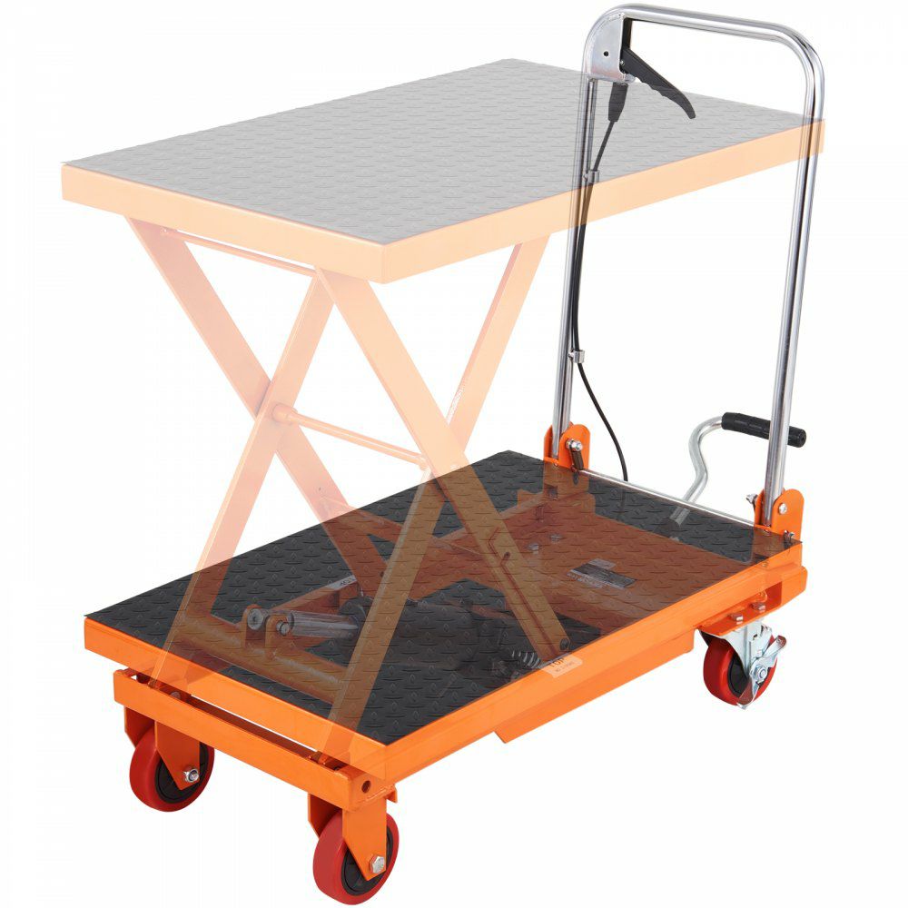 Hydraulic Lift Table Cart, 330lbs Capacity 28.5″ Lifting Height, Manual Single Scissor Lift Table with 4 Wheels and Non-slip Pad, Hydraulic Scissor Cart for Material Handling and Transportation  |   Carts & Trucks Carts & Trucks Carts & Trucks