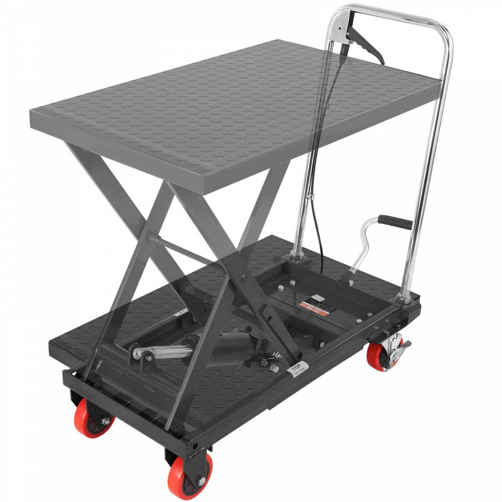 Hydraulic Lift Table Cart, 500lbs Capacity 28.5″ Lifting Height, Manual Single Scissor Lift Table with 4 Wheels and Non-slip Pad, Hydraulic Scissor Cart for Material Handling, Black Black |   Carts & Trucks Carts & Trucks Black