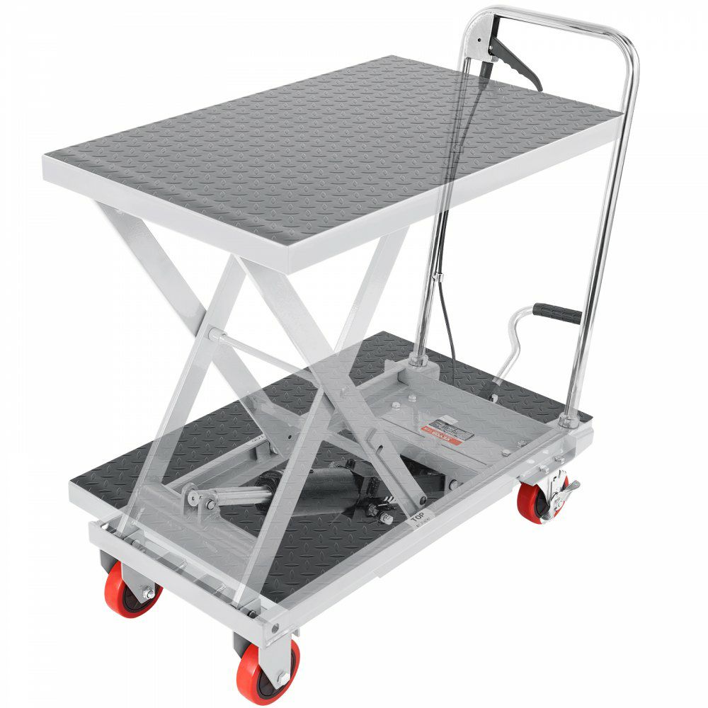 Hydraulic Lift Table Cart, 500lbs Capacity 28.5″ Lifting Height, Manual Single Scissor Lift Table with 4 Wheels and Non-slip Pad, Hydraulic Scissor Cart for Material Handling, Gray Gray |   Carts & Trucks Carts & Trucks Carts & Trucks