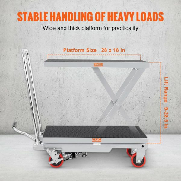 Hydraulic Lift Table Cart, 500lbs Capacity 28.5″ Lifting Height, Manual Single Scissor Lift Table with 4 Wheels and Non-slip Pad, Hydraulic Scissor Cart for Material Handling, Gray Gray |   Carts & Trucks Carts & Trucks Carts & Trucks