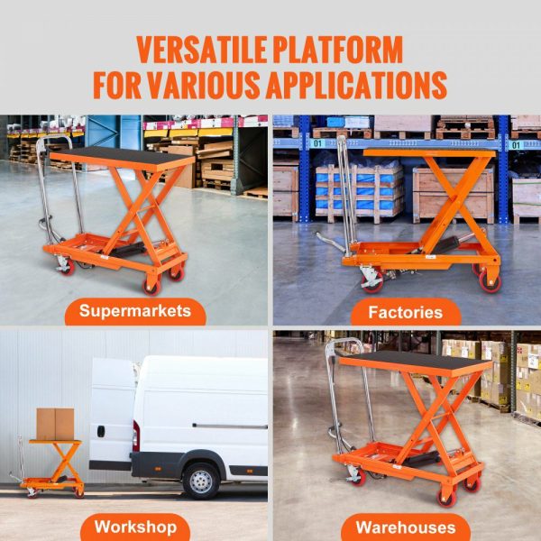 Hydraulic Lift Table Cart, 500lbs Capacity 28.5″ Lifting Height, Manual Single Scissor Lift Table with 4 Wheels and Non-slip Pad, Hydraulic Scissor Cart for Material Handling, Orange Orange |   Carts & Trucks Carts & Trucks Carts & Trucks