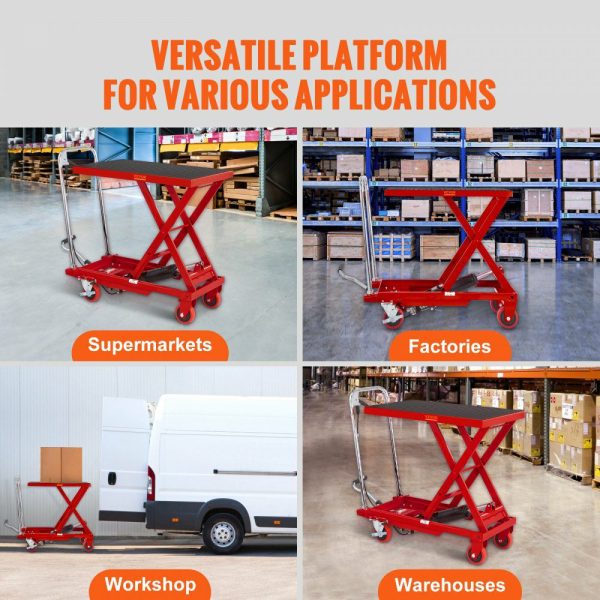 Hydraulic Lift Table Cart, 500lbs Capacity 28.5″ Lifting Height, Manual Single Scissor Lift Table with 4 Wheels and Non-slip Pad, Hydraulic Scissor Cart for Material Handling, Red Red |   Carts & Trucks Carts & Trucks Carts & Trucks