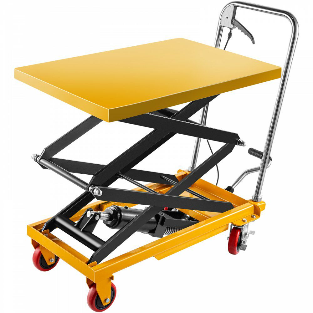 Hydraulic Lift Table Cart, 770lbs Capacity Hydraulic Scissor Cart, 51.2″ Lifting Height Scissor Lift Table, Double Scissor Lift Cart w/ Foot Pump, 35.8”x20” Table Size, for Freight Lifting  |   Carts & Trucks Carts & Trucks Carts & Trucks