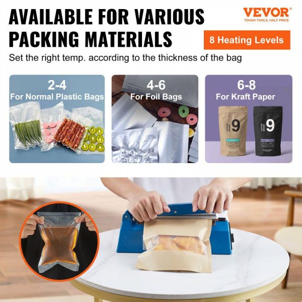 Impulse Sealer 8 inch, Manual Heat Seal Machine with Adjustable Heating Mode, ABS Shrink Wrap Bag Sealers for Plastic Mylar PE PP Bags, Portable Poly Bag Sealing Machine with Extra Replace Kit  |   Filling & Sealing Machine Filling & Sealing Machine Filling & Sealing Machine