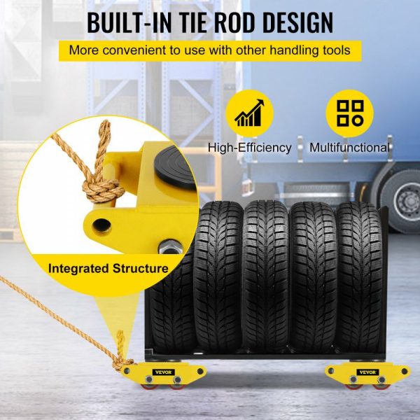 Industrial Machinery Mover, 4PCS, 6T/13200lbs Machinery Moving Skate with 360°Rotation Cap and 4 Rollers & PU Wheels, Heavy Duty Dolly Skates for Moving Equipment  |   Dollies & Movers Dollies & Movers Dollies & Movers