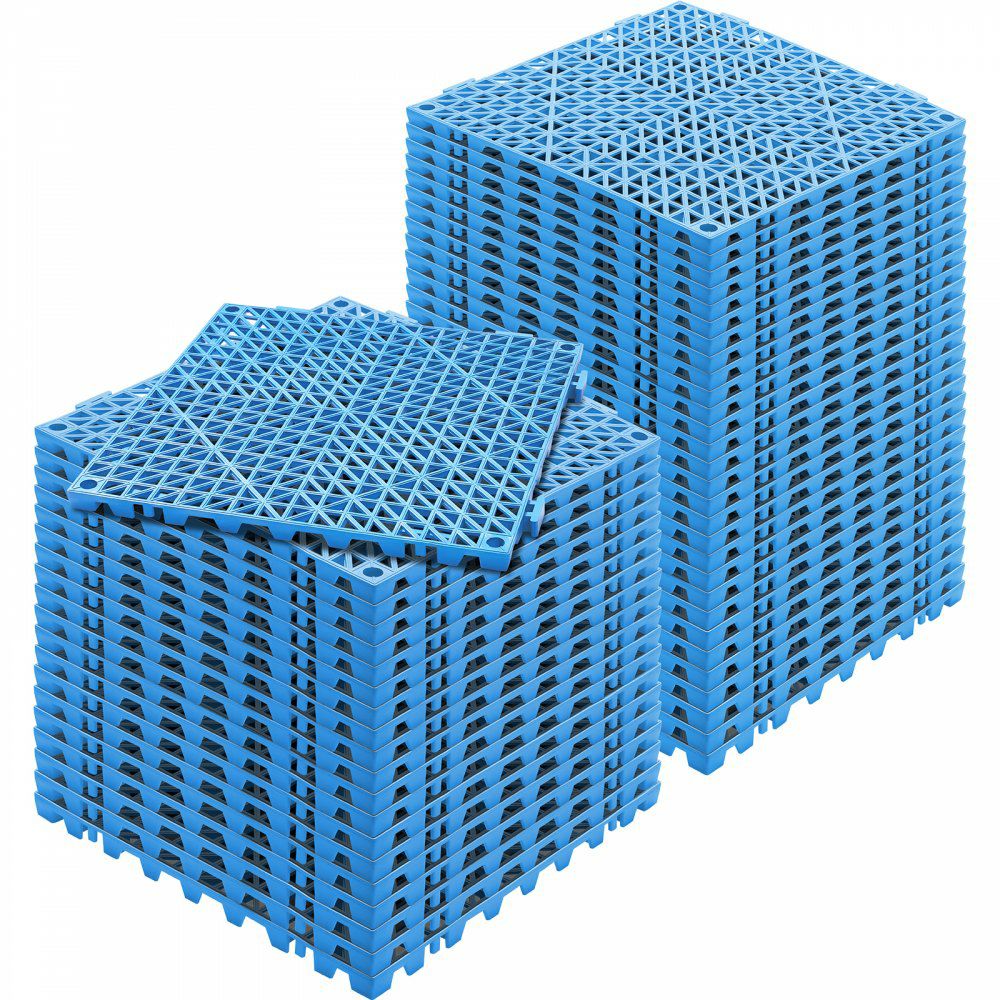 Interlocking Tile 50PCS Blue, Drainage Tiles 12″ x 12″ Splicing, Soft PVC Interlocking Drainage Floor Tiles, Non-Slip Drainage Holes for Restroom, Bathroom, Kitchen, Pool, Wet Areas Blue |   Building Supplies Building & Construction Blue